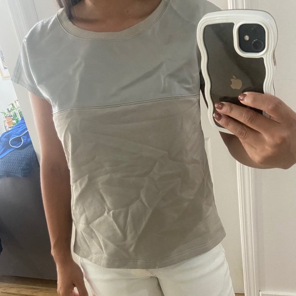 HELMUT LANG LEATHER MIXY TOP - Picture 2 of 4